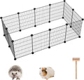 Pet Playpen, Small Animals Supplies, 12 Panels, 12" × 15" Black