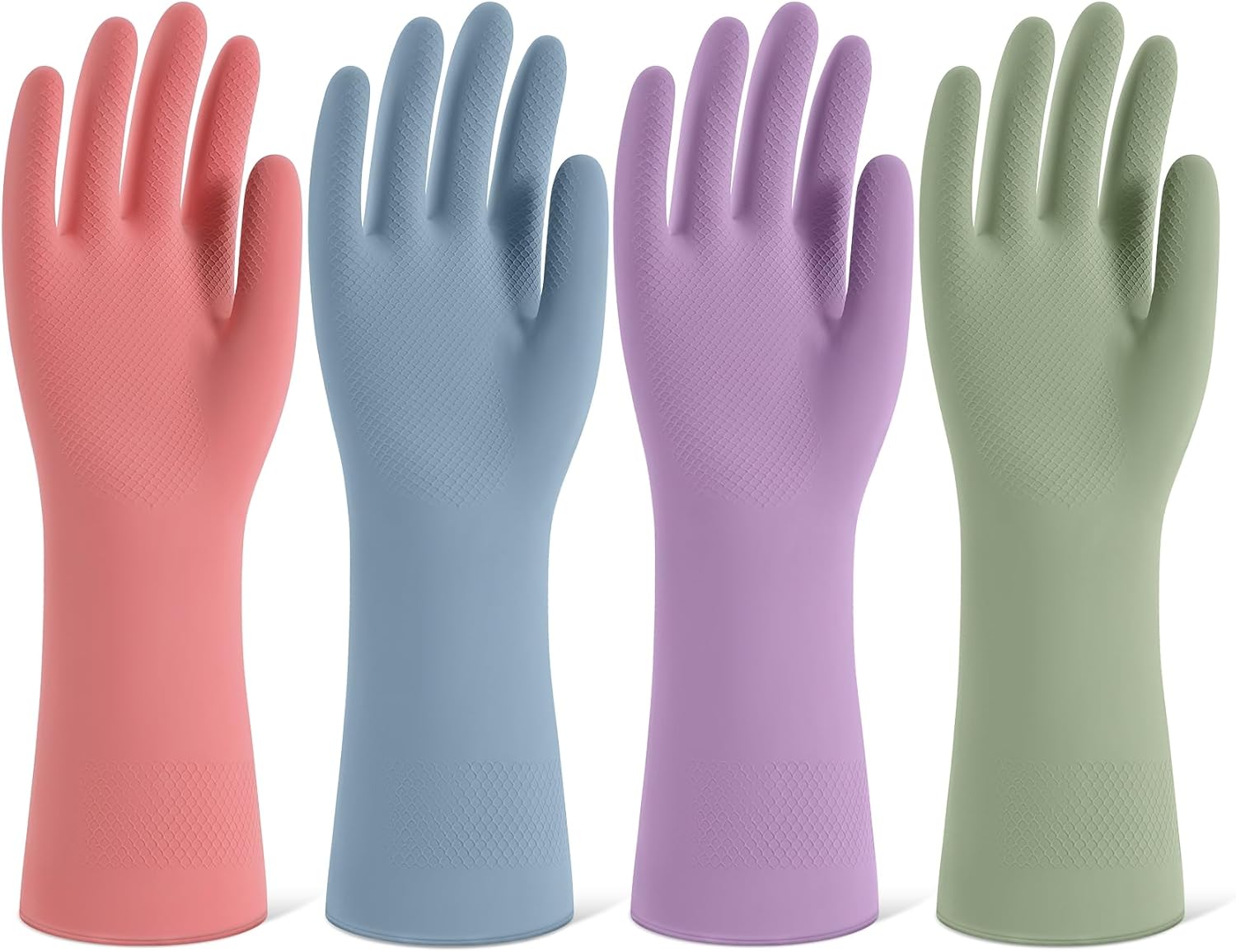 Rubber Cleaning Gloves for Dishwashing, 4 Pairs Reusable Kitchen Gloves for Washing Dishes and Household Cleaning