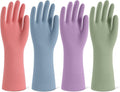 Rubber Cleaning Gloves for Dishwashing, 4 Pairs Reusable Kitchen Gloves for Washing Dishes and Household Cleaning