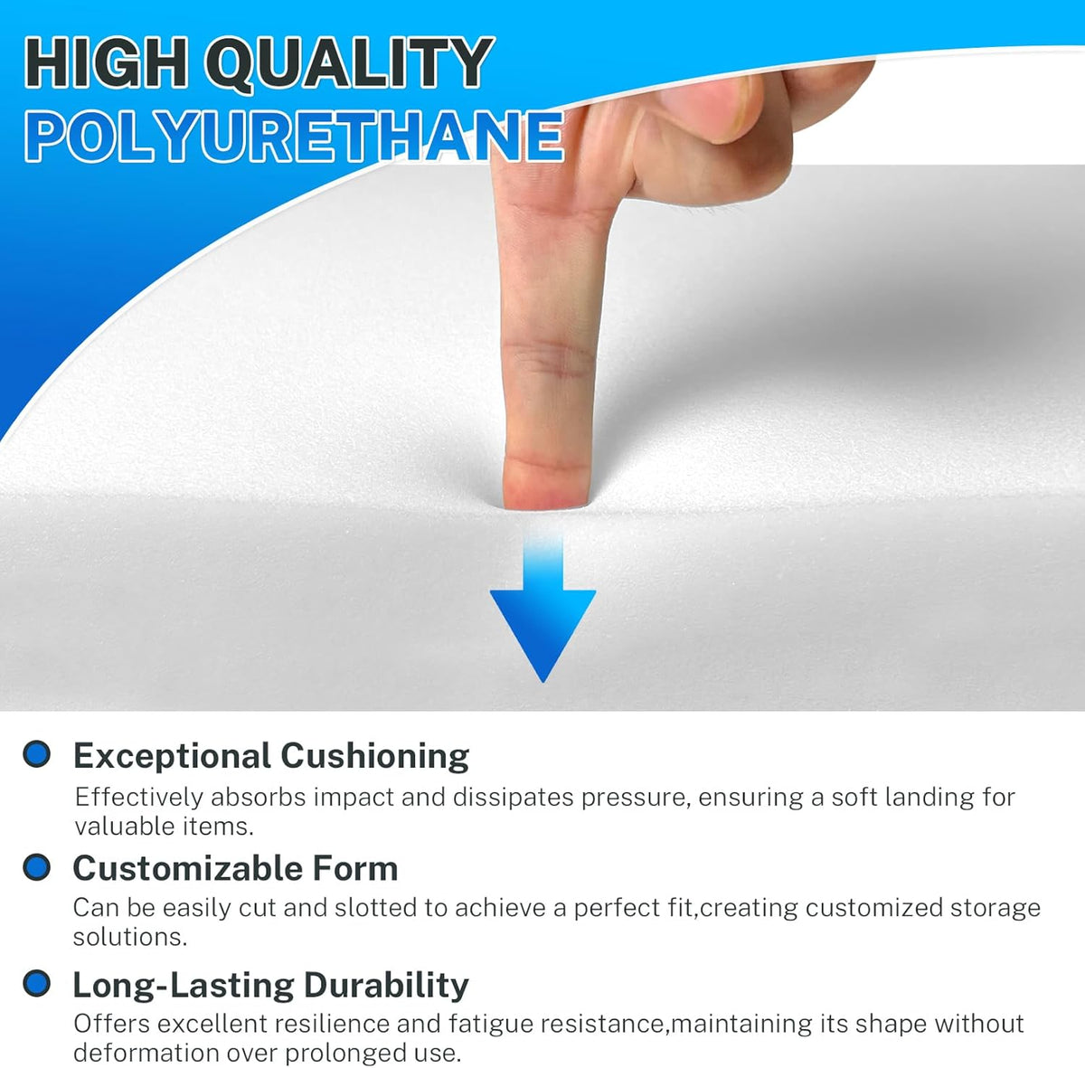 Polyurethane Foam Padding, 2 PCS 16 x 12 x 1 Inch White Soft Cuttable Packing Foam Inserts for Cases, Furniture
