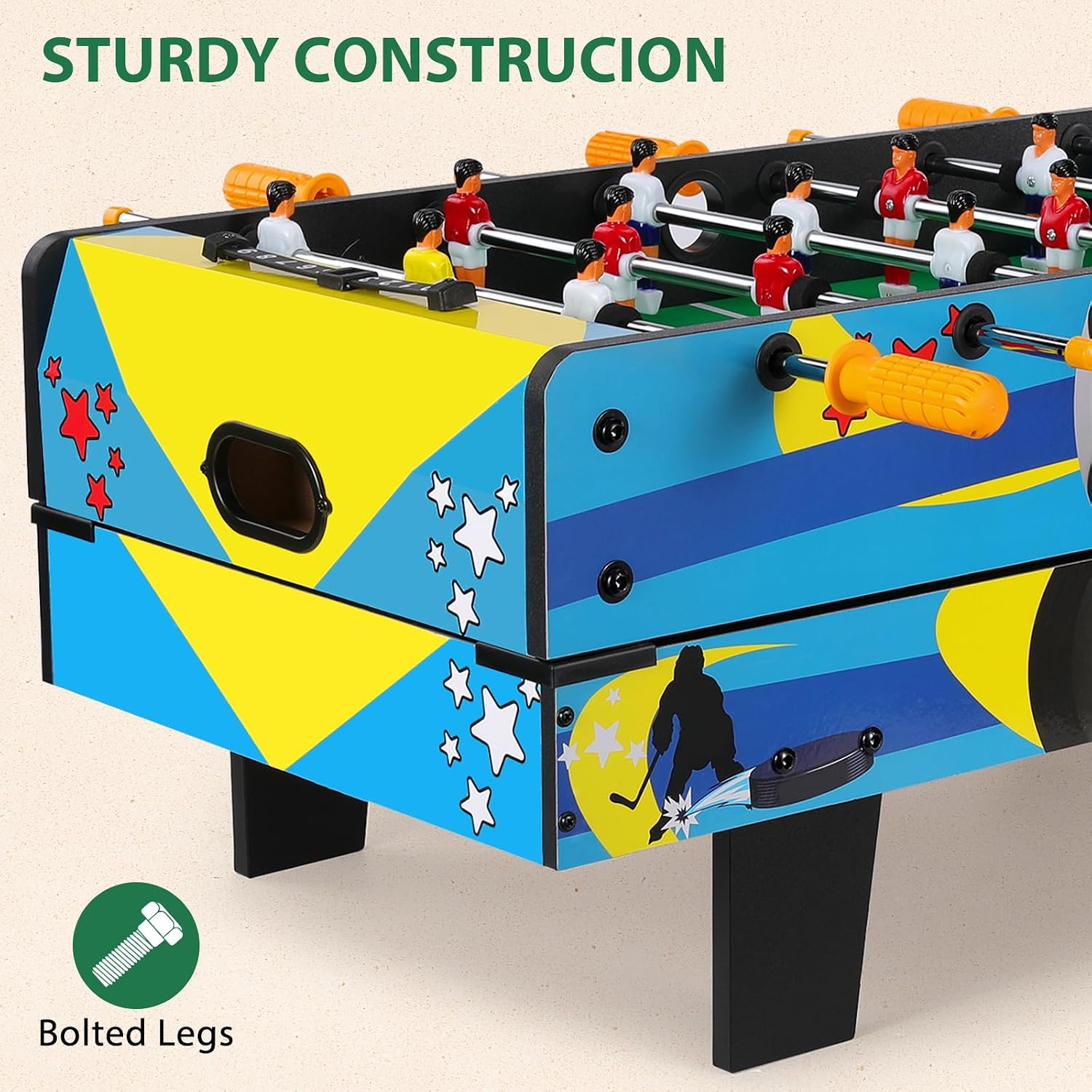 4-in-1 Multi Game Table with Air Hockey, Foosball, Pool and Ping Pong | Combo Game Table with Stackable Design for
