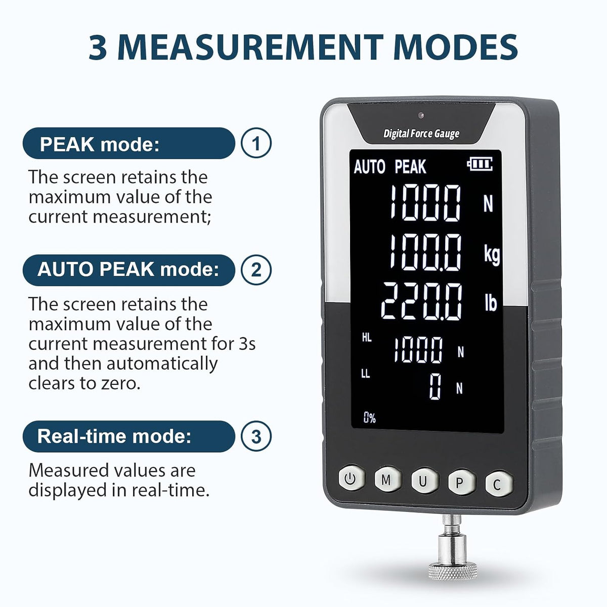 1000N Digital Force Gauge Push Pull Meter with USB Output