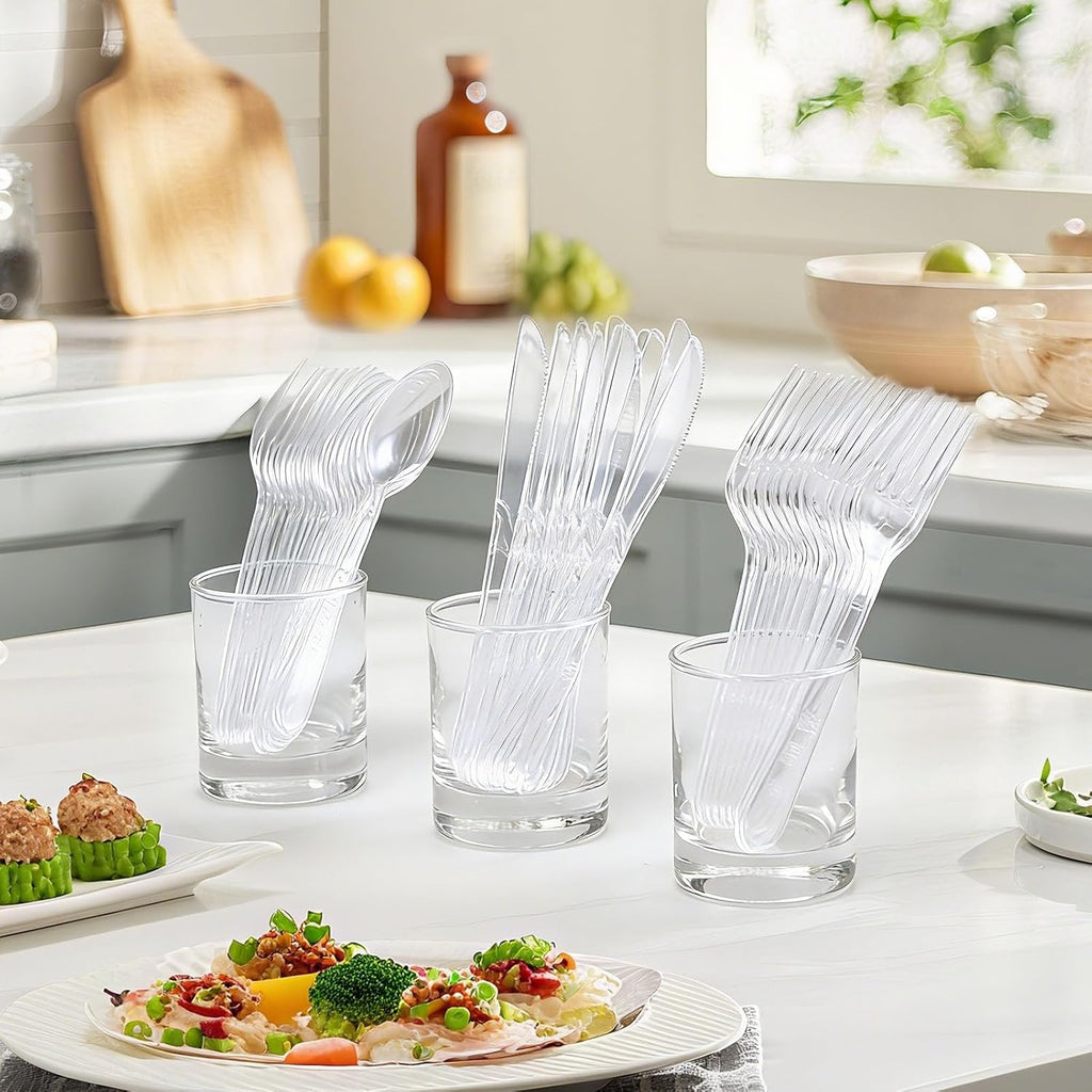 360 Count Clear Plastic Silverware Set,Disposable Utensils Plastic