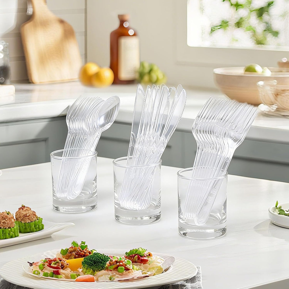 360 Count Clear Plastic Silverware Set,Disposable Utensils Plastic