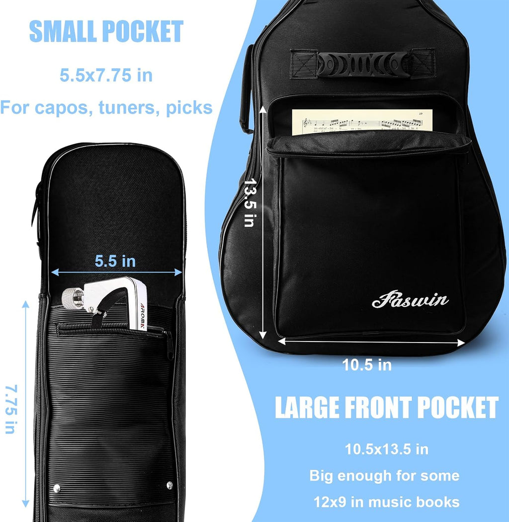 41 Inches Guitar Bag Dual Adjustable Shoulder Strap Acoustic Guitar Case Gig Bag, Waterproof Oxford Cloth 0.3 Inch