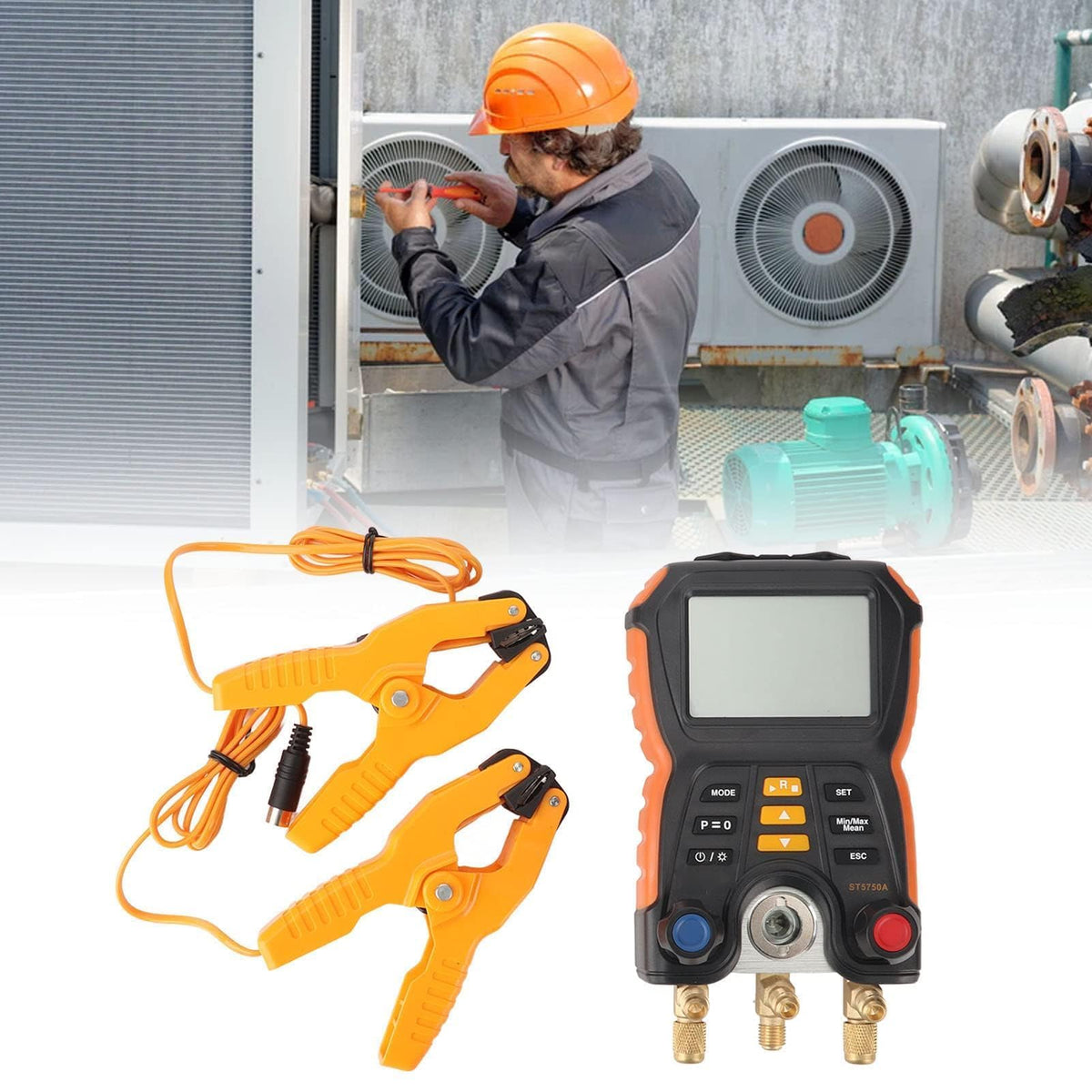 HVAC Manifold Digital 2-in-1 Meter for Air Conditioning Heat Pump Systems Temperature Test Tool Refrigeration Systems