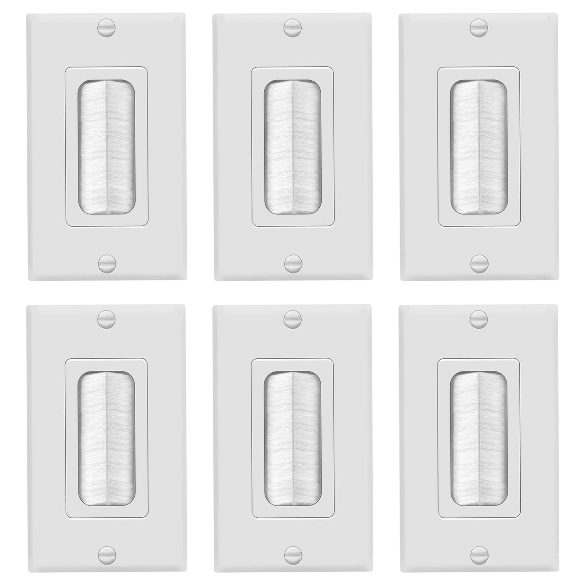 TOPGREENER 1-Gang Bristled Brush Pass-Through Wall Plate, 6-Pack