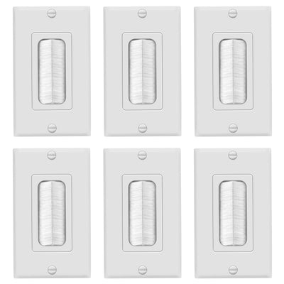 TOPGREENER 1-Gang Bristled Brush Pass-Through Wall Plate, 6-Pack