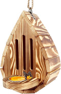 Water Droplets Shaped Wooden Butterfly House, Wooden Hanging Butterfly Habitat & Feeder with Rope & Puddler, Hanging