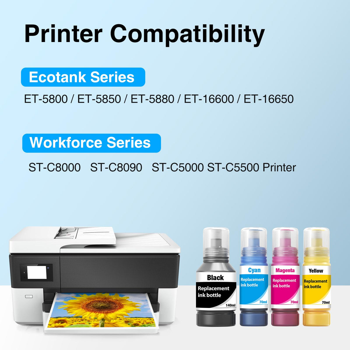 Compatible Ink Refill Bottles Replacement for Epson 542 Ink 4 Pack
