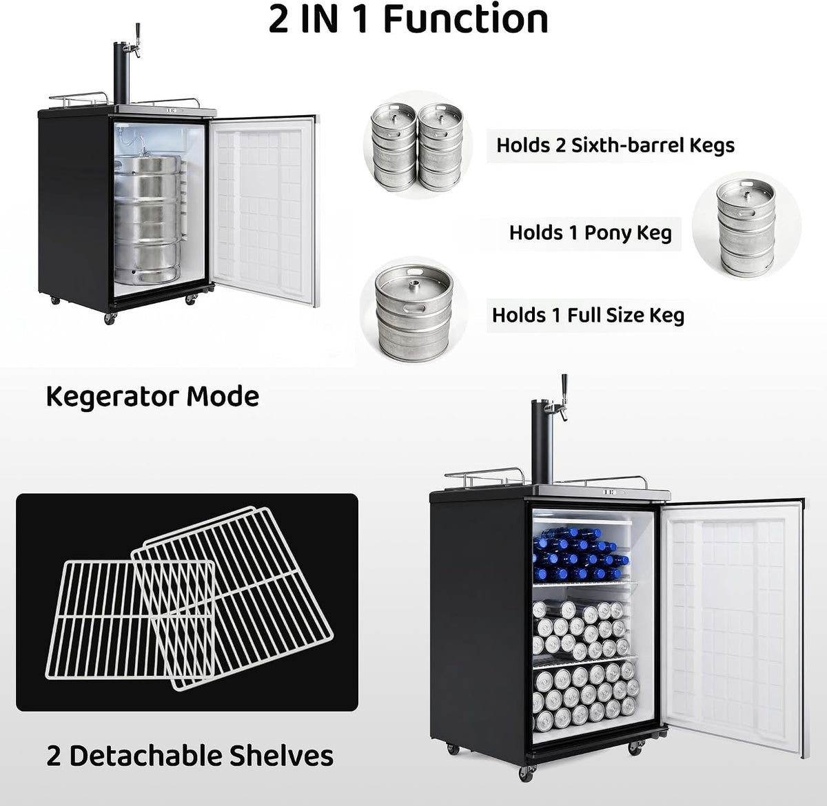 Commercial Draft Beer Kegerator, Keg Refrigerator for D System
