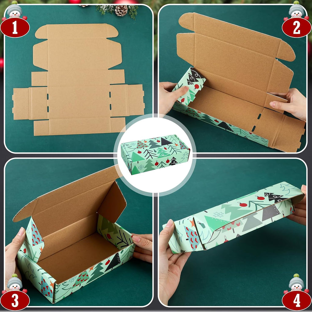 25 Pcs Christmas Gift Boxes Bulk, 4 x 8 x 2 Inch, Classic Style