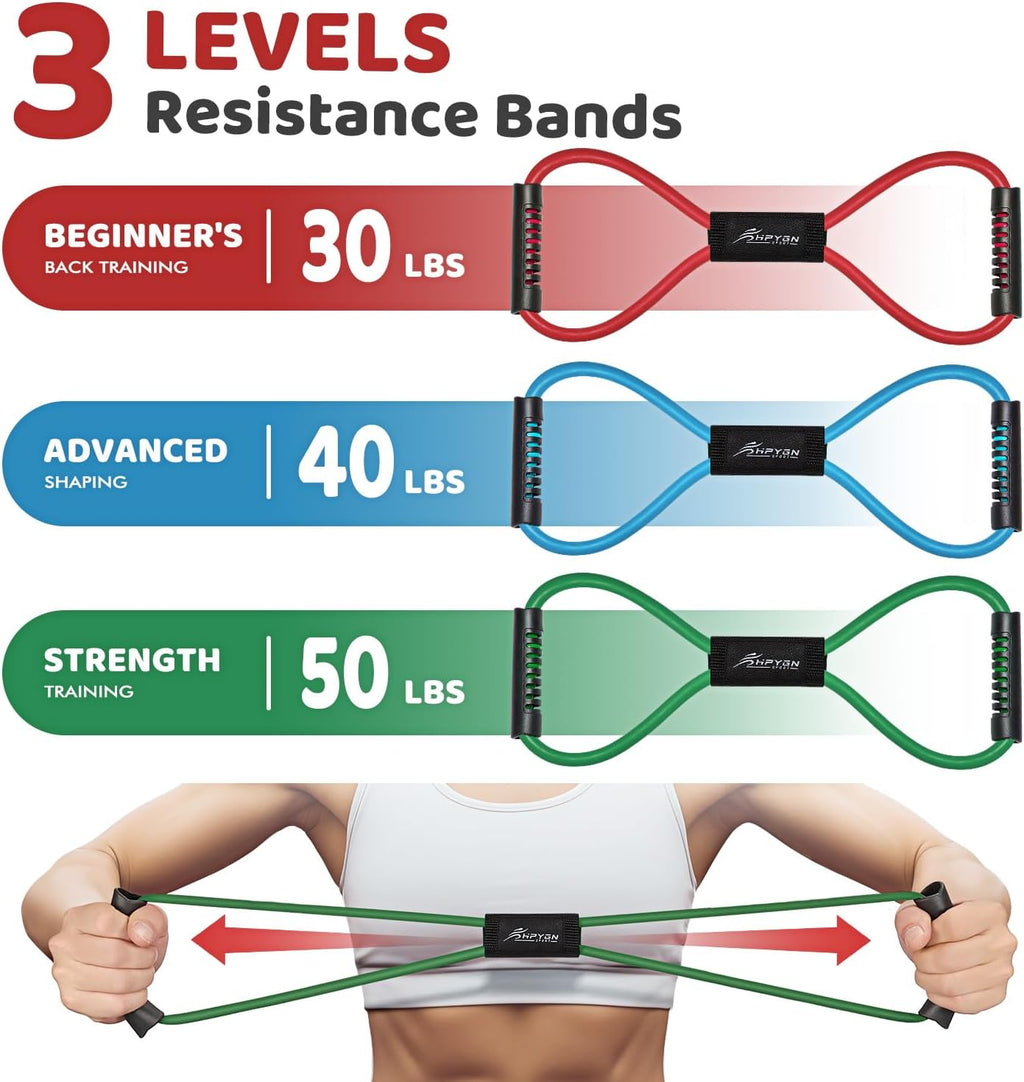 Resistance Bands, Figure 8 Exercise Bands for Women Men, 8 Shaped Resistance Bands for Arms, Chest Expander, Yoga Gym