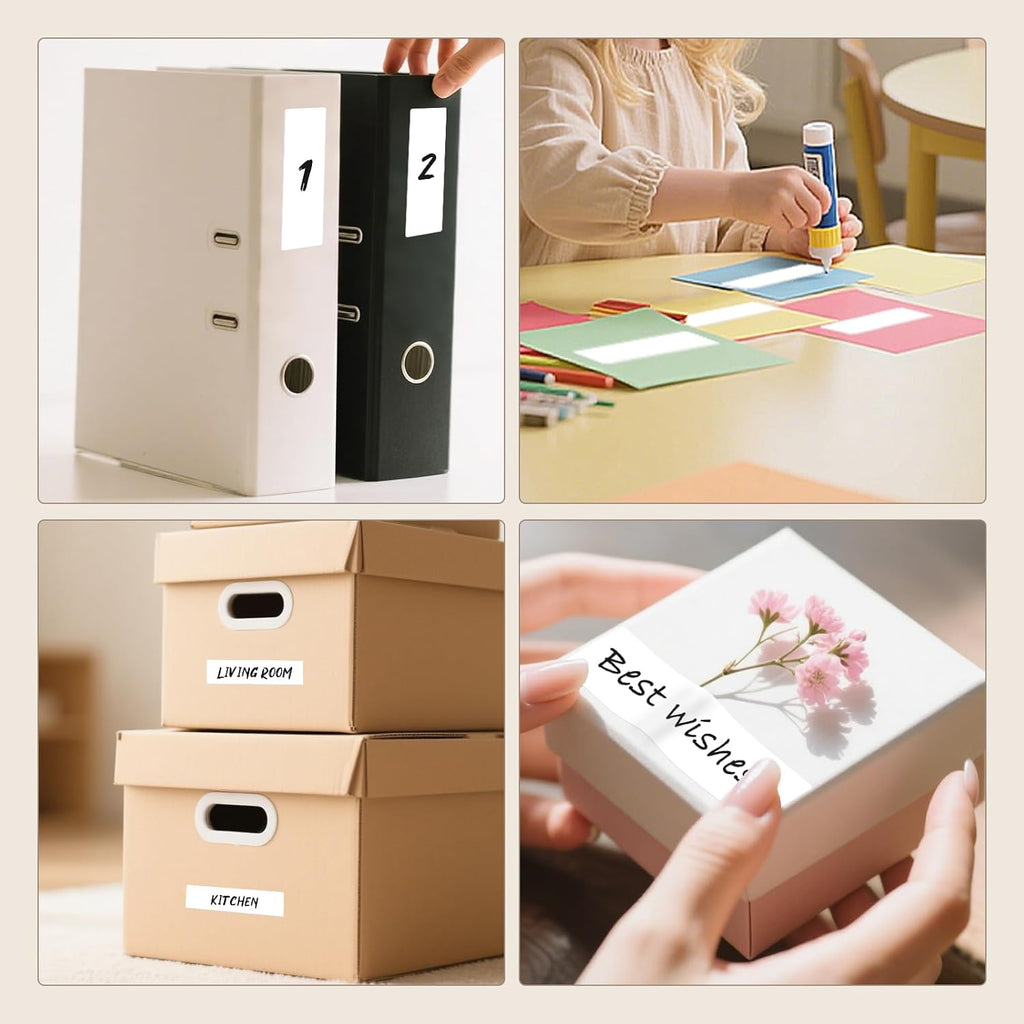 White Rectangle Labels 3" x 1" Color Coding Stickers Roll 1000 Pcs