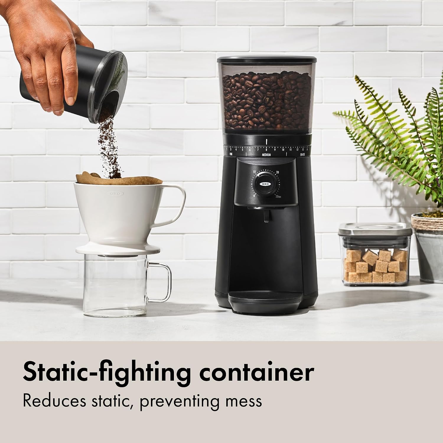 Brew Conical Burr Grinder - Matte Black, Stainless Steel Burrs, One-Touch Automatic Smart Grind