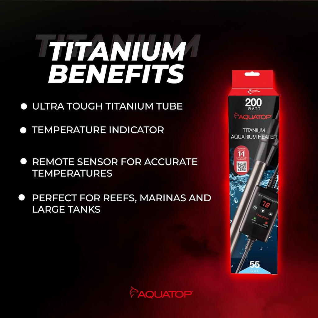 Titanium Heater with Controller - Adjustable Temperature for Aquariums Up to 55 Gallons - Ideal for Turtles & Large