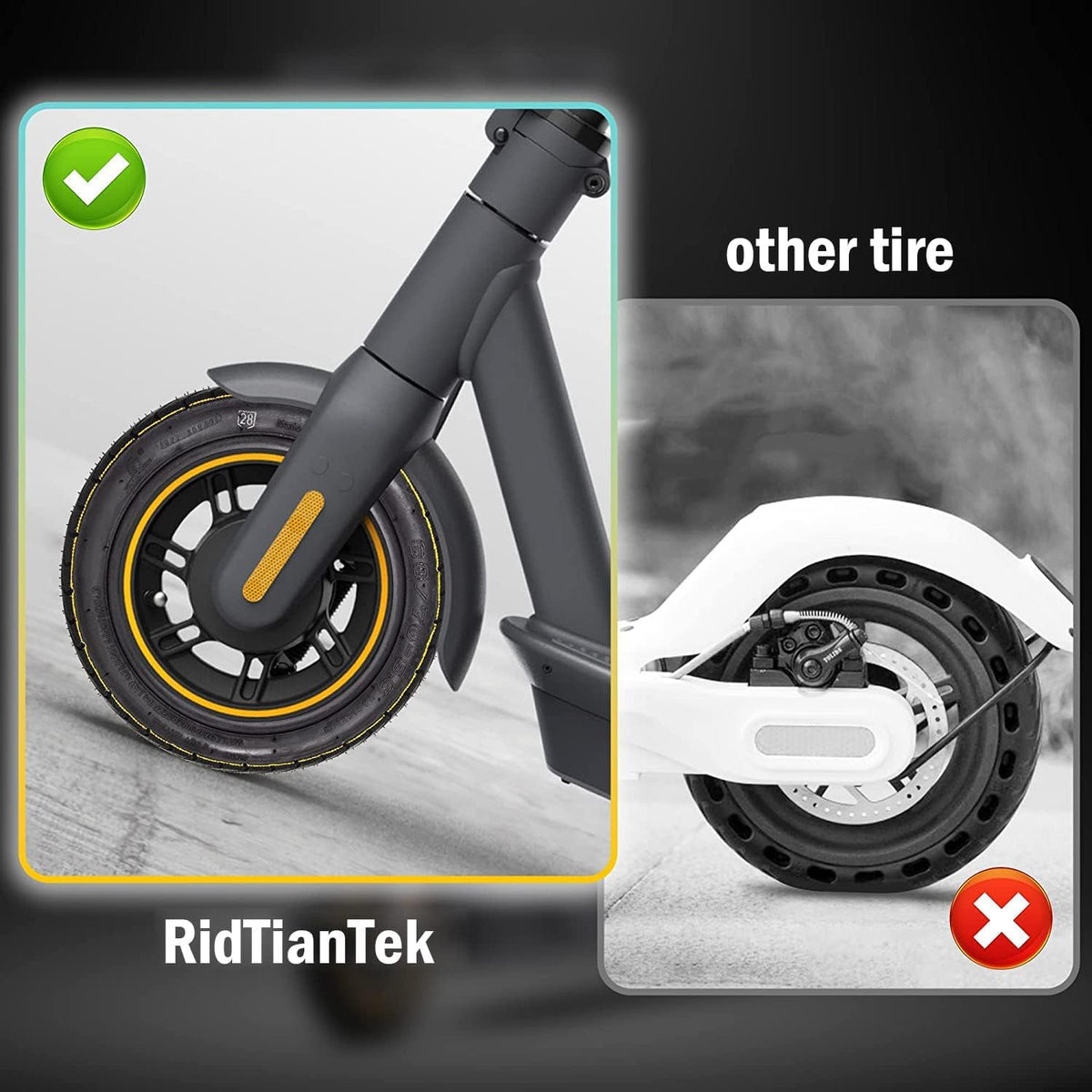YBang 60/70-6.5 tubeless tire with Valve for Segway Ninebot Max G30 / G30E / G30LP Electric Scooter Solid Rubber Tires 10-inch Anti-Slip Explosion-Proof Tires