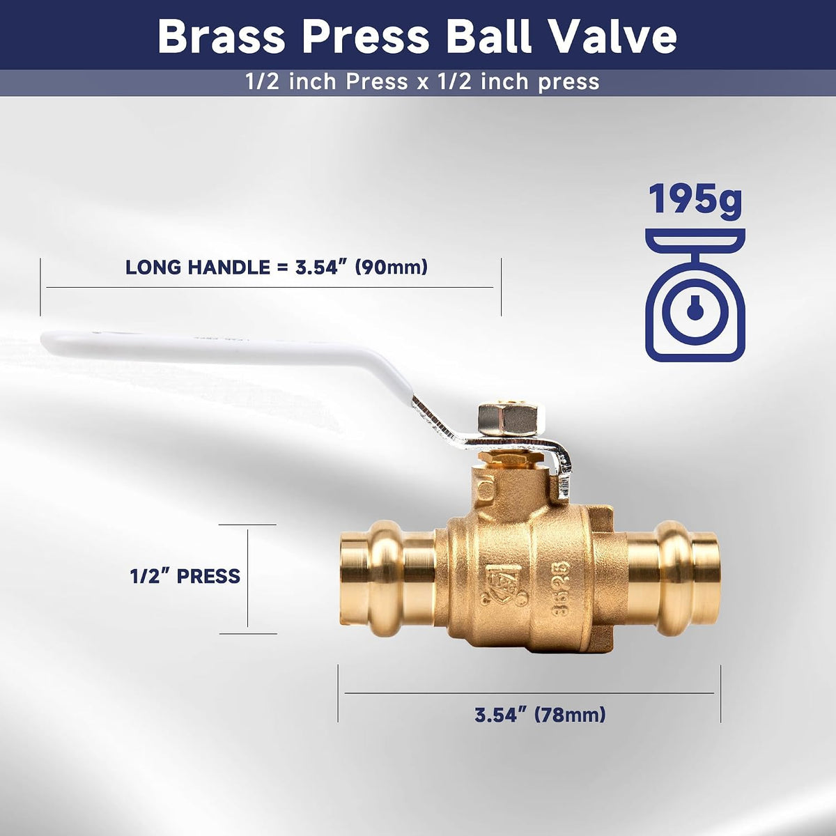 1/2 inch Press Valve Press Brass Ball Valve Fittings 1 Pack