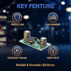 AUNMAS 6PCS 3W/2W LED Driver Module, Constant Current Module PWM Control 700mA Dimming DC 5-35V Input