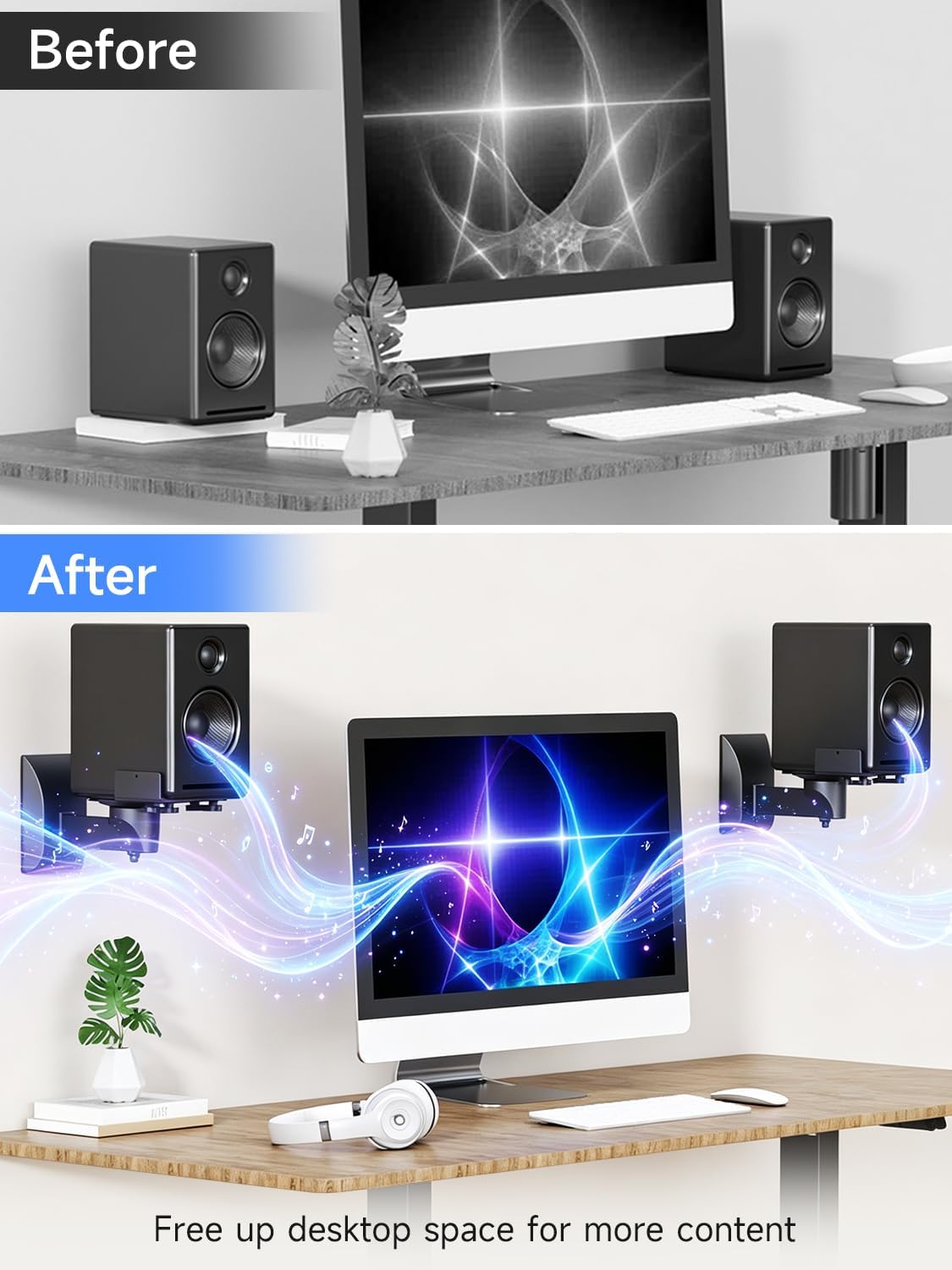 Speaker Wall Mount Adjustable for Large Bookshelf Speaker Mounts | Swivel Speaker Wall Mounts with Surround Sound