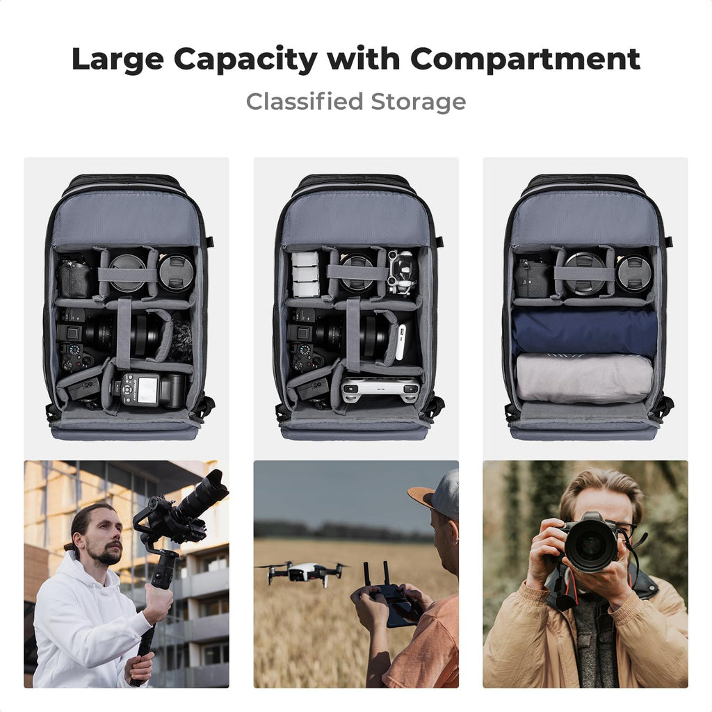 Camera Backpack Shoulder Bag for Photographers | Hardshell Case, Multifunction Photography Backpack, 15.6" Laptop