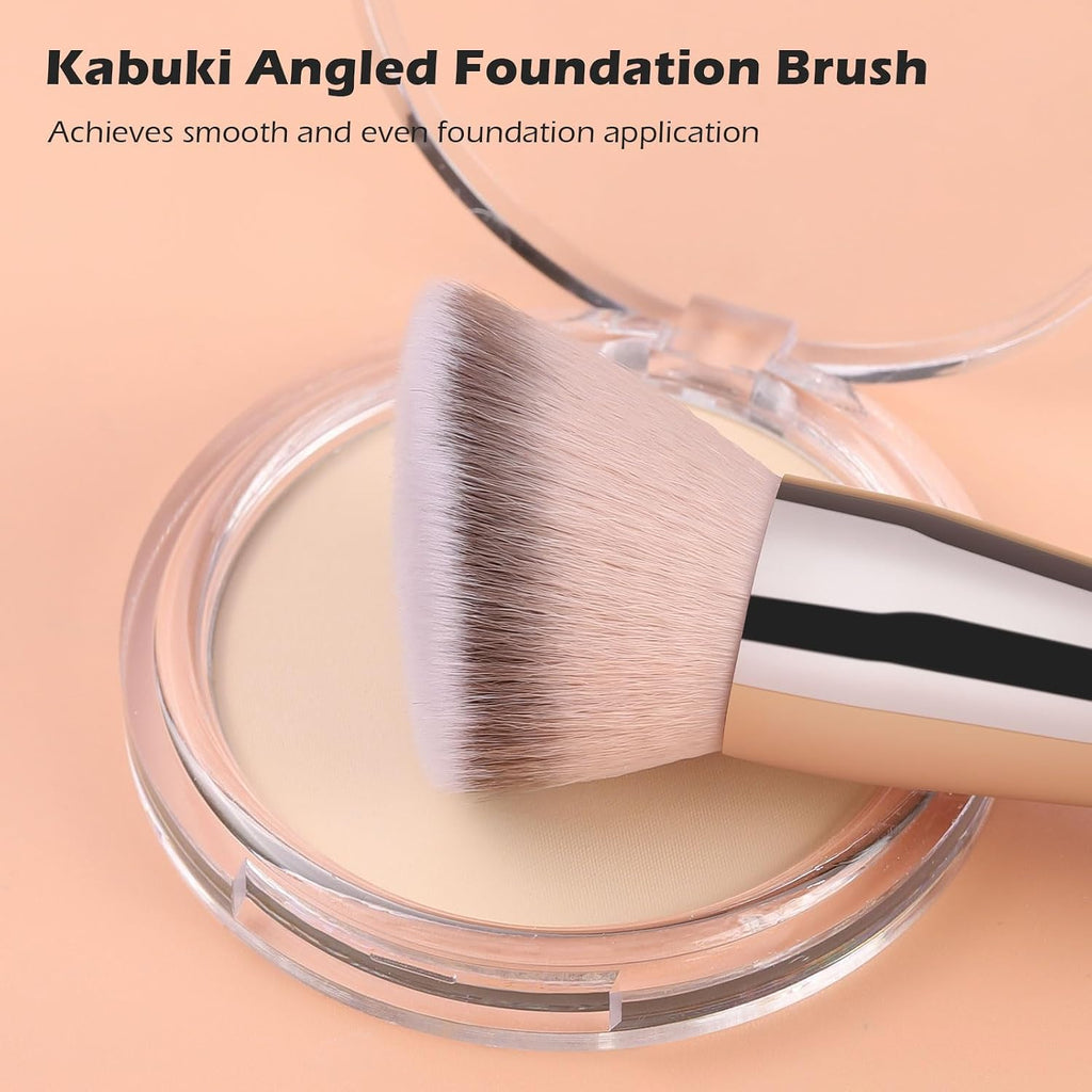 Dual-Ended Brush, Flat Angled Foundation Domed Bronzer Blush Brush
