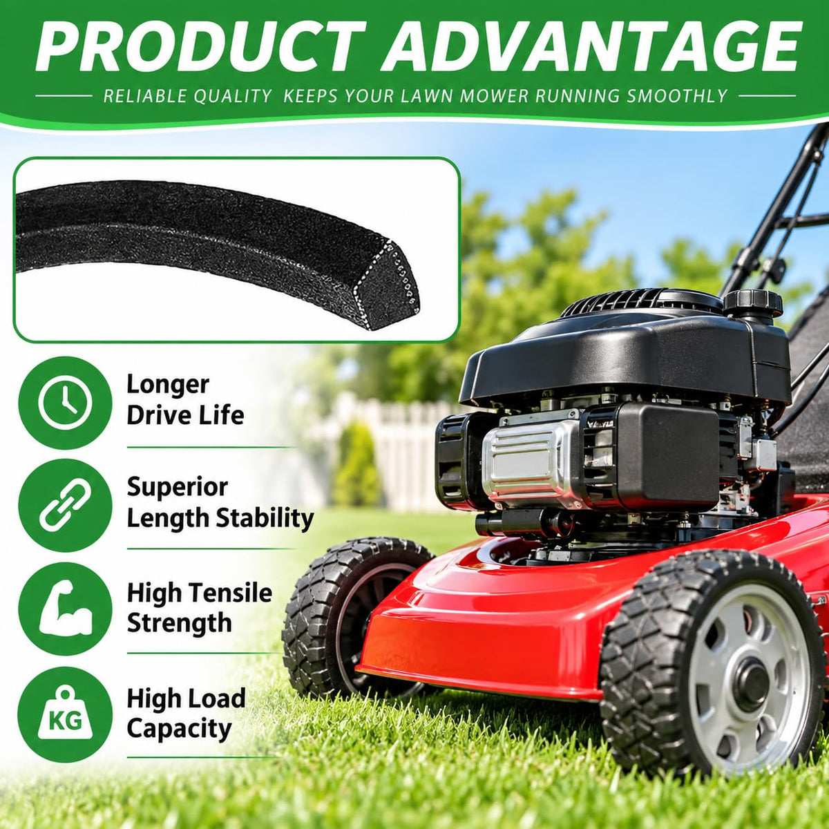 1/2 x 151-1/4 Mower Belt, Reinforced Deck Replacement