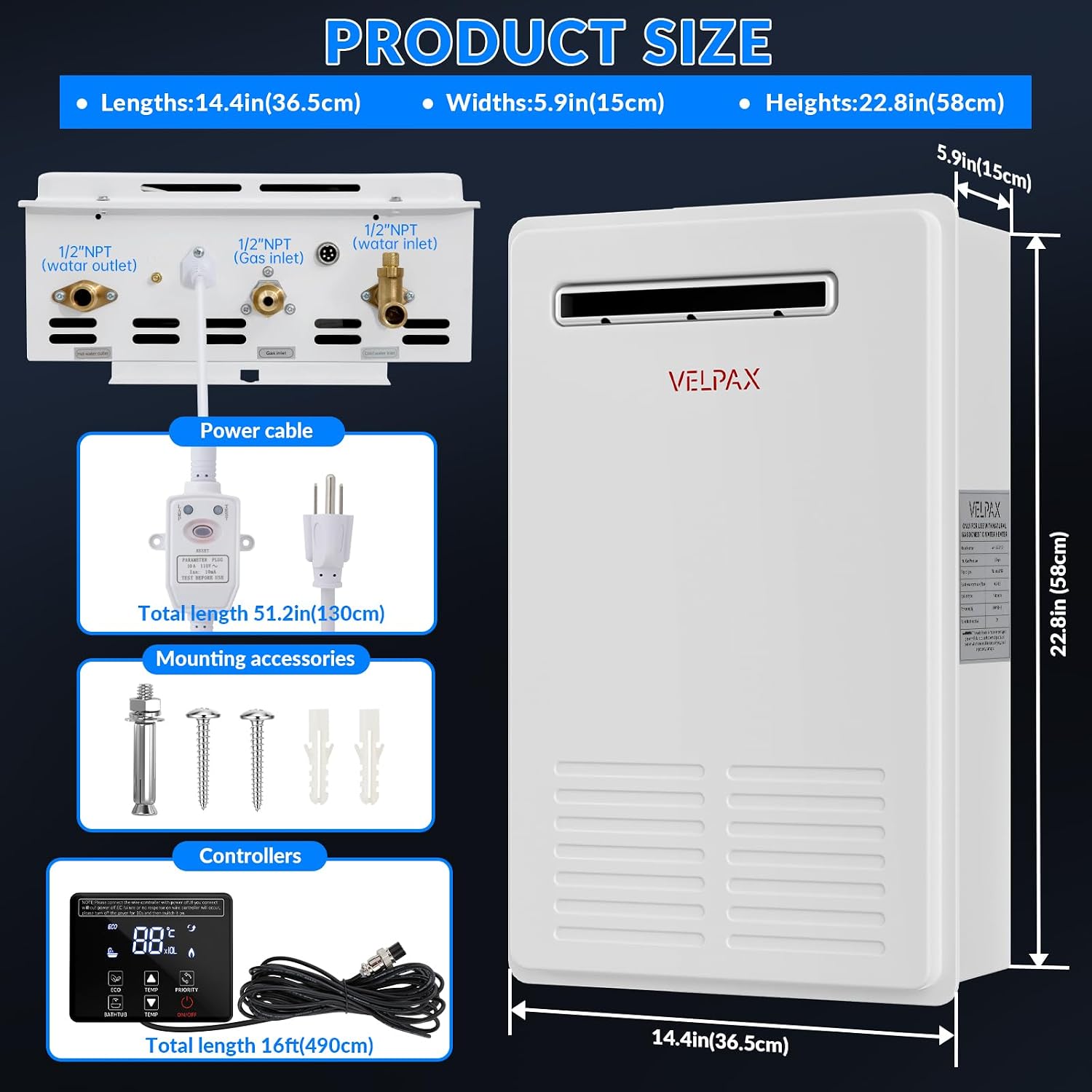 Propane Tankless Water Heater Outdoor,5.26GPM 20L Outdoor,Instant Hot Propane Gas Water Heater with Celsius Digital