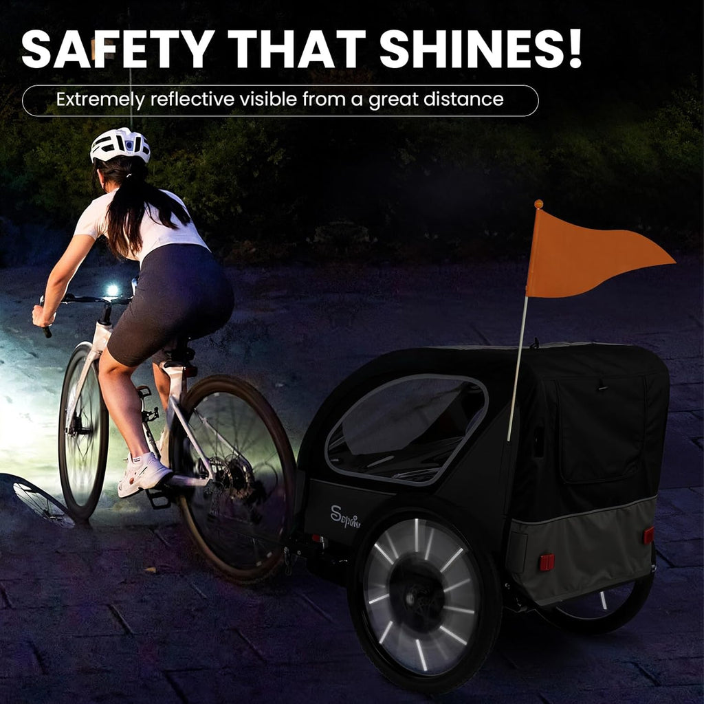 Kids Bike Trailer, 2 in1 Canopy Carrier Converts to Pushcart Suitable for 1 to 2 Toddlers, Kids, Quick Attach to