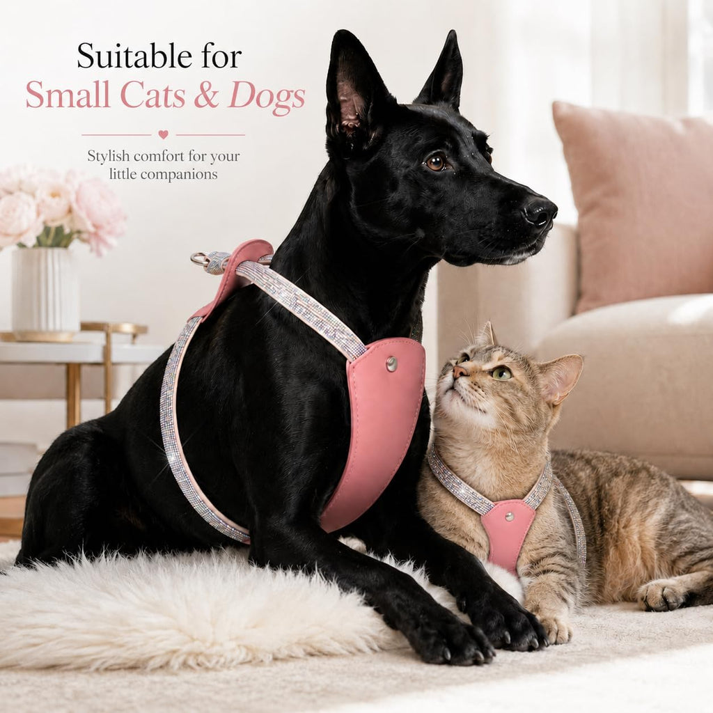 No Pull Dog Harness Step in Easy Walk Rhinestone Crystal Bling Vest Adjustable Soft Padded for Medium Large Dogs