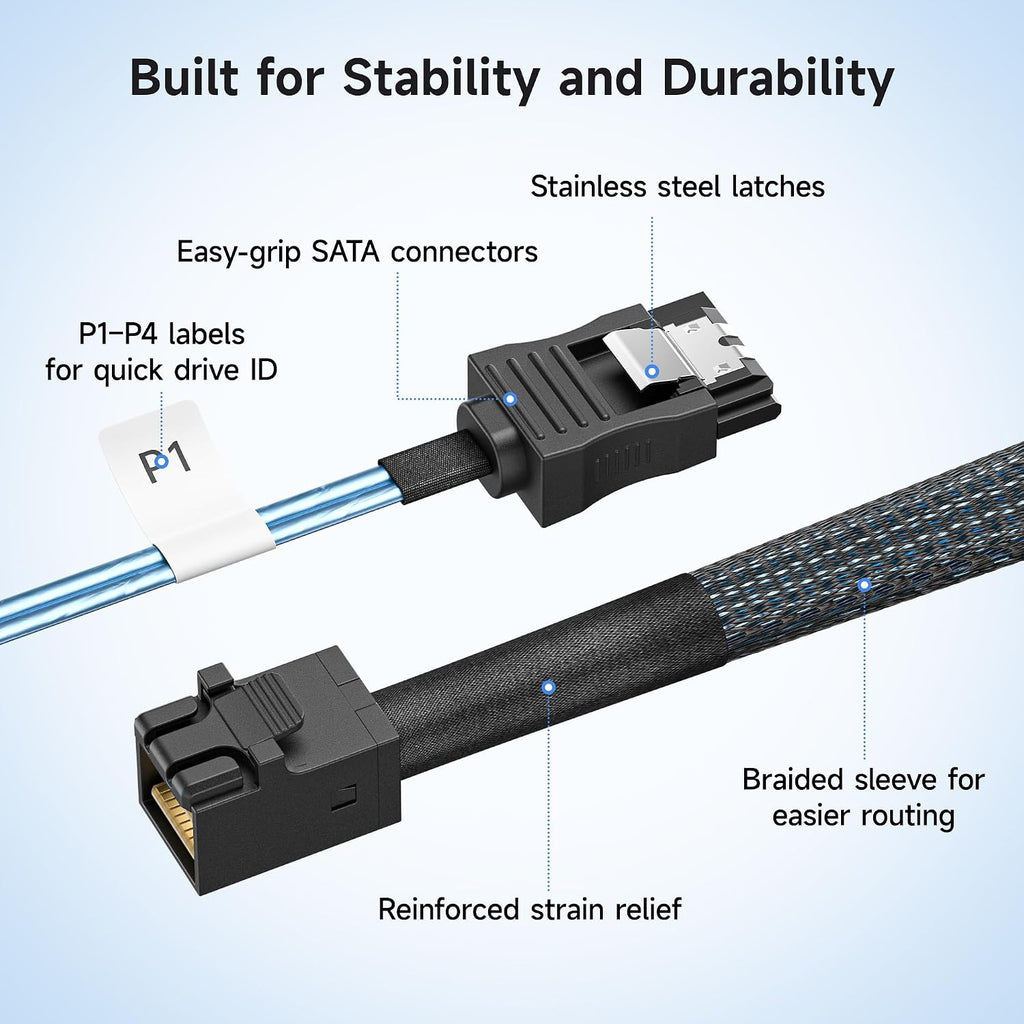 Cable Matters Internal Mini SAS HD to SATA Cable, 3.3ft/1m