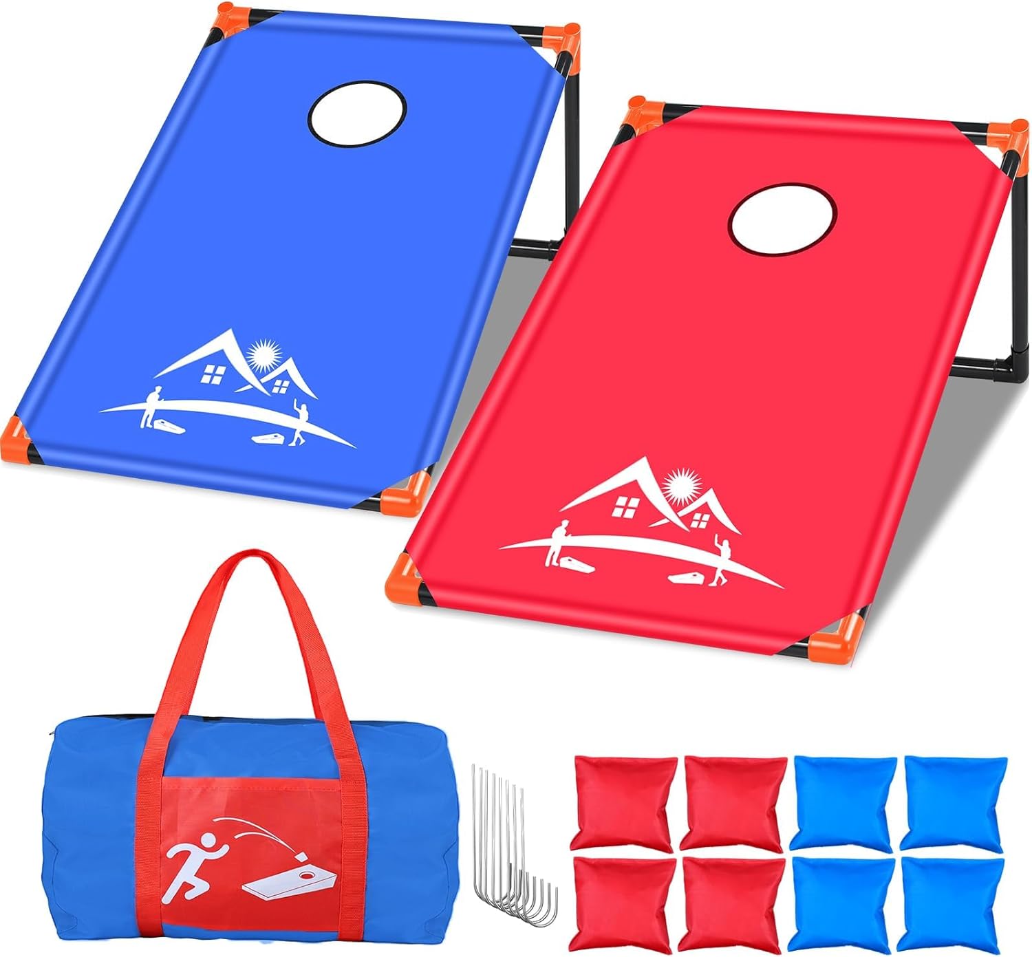 Cornhole Board Set Corn Hole Set for Adults and Kids Backyard | Cornhole Game with 8 Bean Bags,Carrying Case