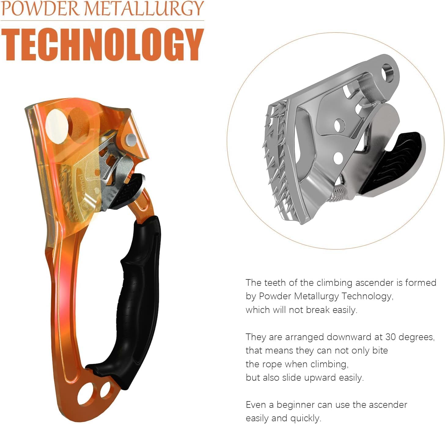 UIAA & CE Certified Hand Ascender for 8–13mm Rope, Rope Clamp for Rock Climbing, Tree Climbing, Arborist, Rappelling
