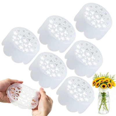 Silicone Flower Arranging Grid, 6-Pack Reusable Stretchy Vase Grid Fits 3-4 Inch Openings, Flexible Flower Frog for