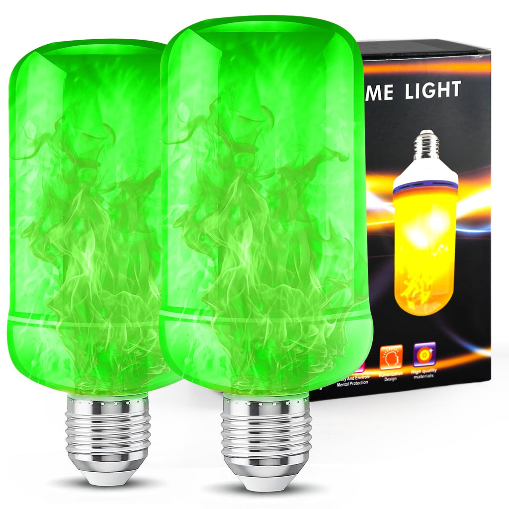 LED Flame Light Bulbs (2 Pack), 4 Modes Flickering Light Bulbs with Upside Down Effect, E26 Base Realistic LED Fire