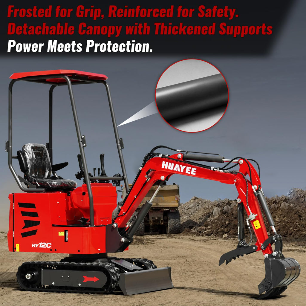 1.2 Ton Mini Excavator, 13.5HP Compact Digger with Canopy Shelter