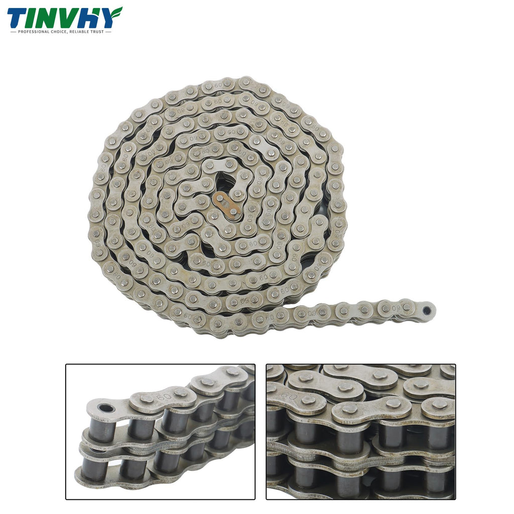 TINVHY 60-2Double Strand Duplex Roller Chain 10Ft Kit with Connecting Links