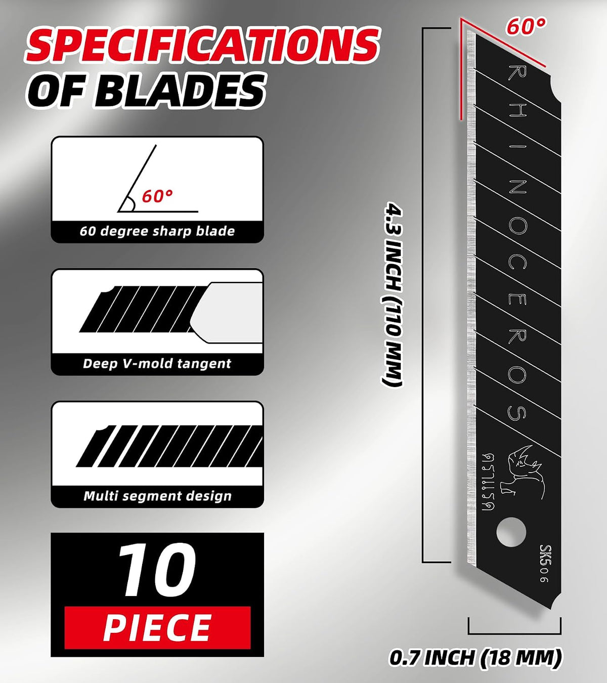 18mm Snap Off Blades SK5 Utility Knife Retractable Blades, Box Cutter, 30 Piece