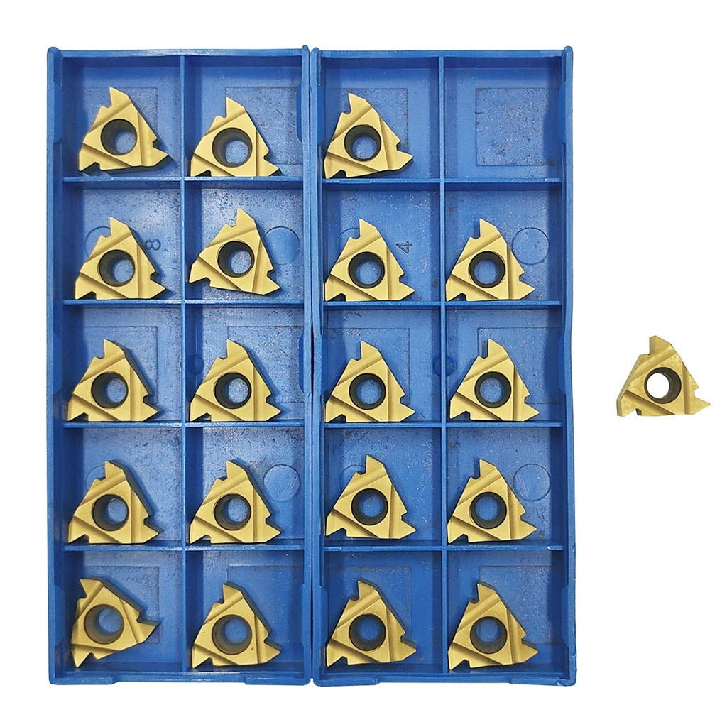 16ER AG60/16IR AG60 CNC Lathe Indexable Threading Carbide Cutting Insert，Internal External Threading Inserts for Netal Lathe Tools (20pcs 16IR AG60)