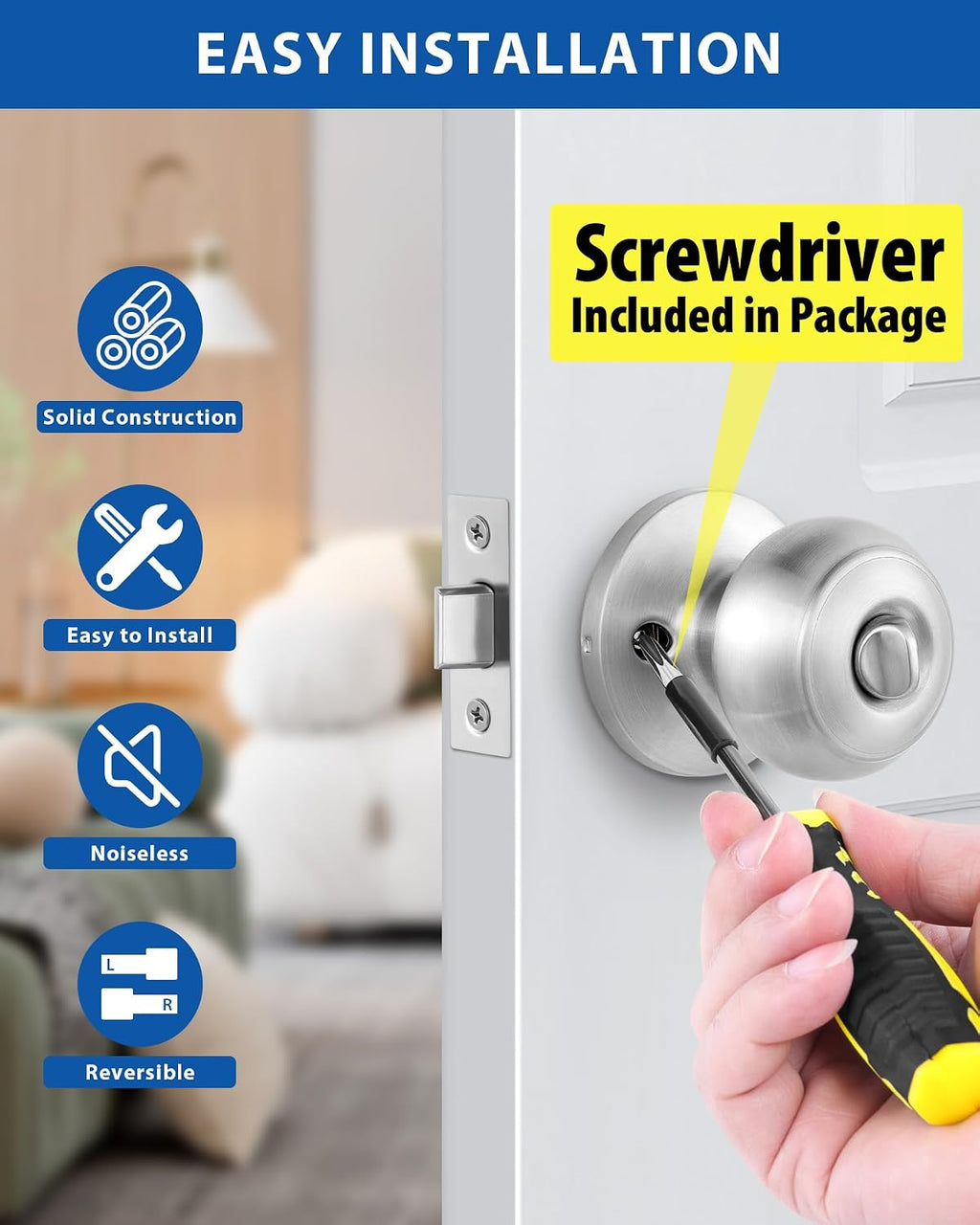2 Set All Keyed Same Entry Door Knobs and Single Cylinder Deadbolt Combo Set for Entrance and Front Door, Keyed Alike