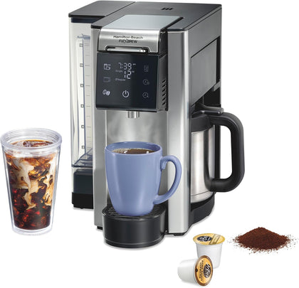 Flexbrew Advanced 5-in-1 Drip & Single Serve Coffee Maker | Single Serve Hot & Iced Coffee Maker | 12 Cup Thermal