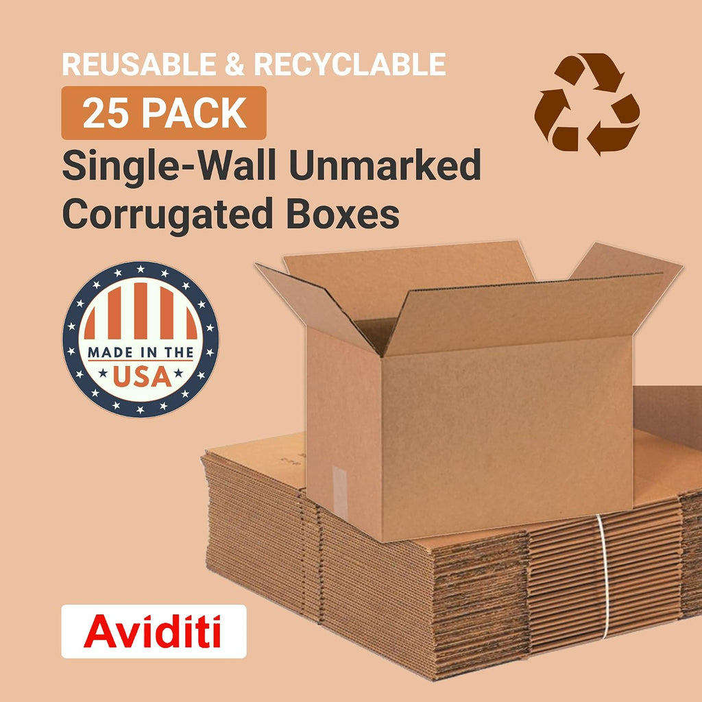 Shipping Boxes Medium 16"L x 10"W x 10"H 25-Pack - Corrugated Cardboard Box for Moving, Mailing, Packing, Packaging