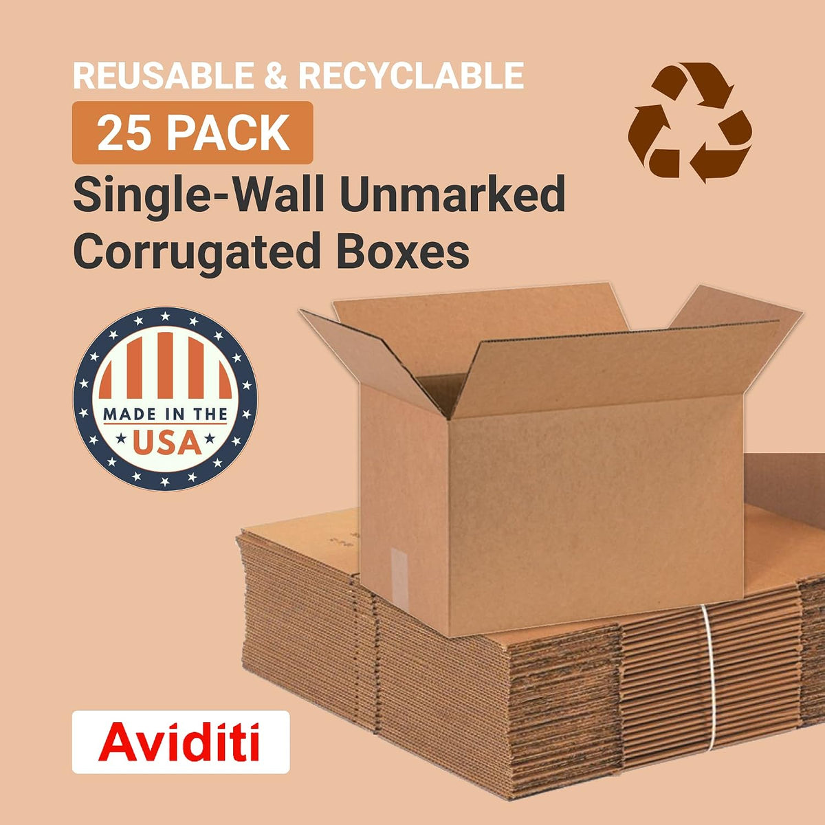 Shipping Boxes Medium 16"L x 10"W x 10"H 25-Pack - Corrugated Cardboard Box for Moving, Mailing, Packing, Packaging