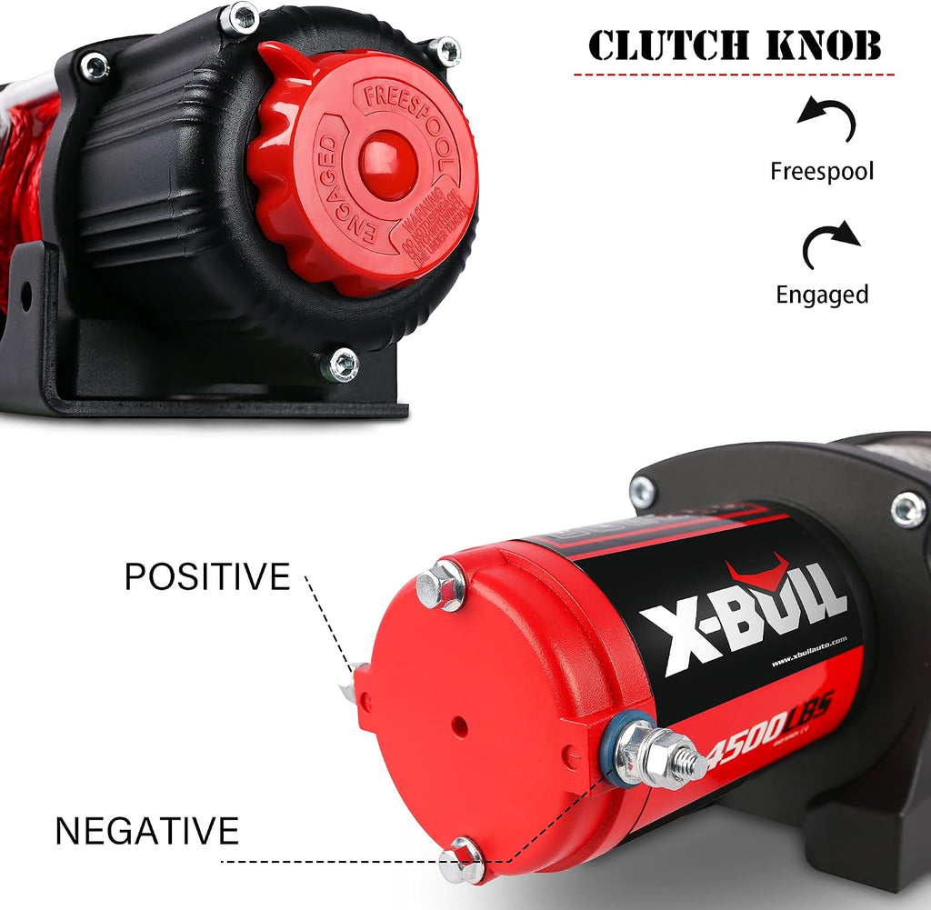 4500 lbs Winch 12V Electric Winch Kits with Fairlead, ATV/UTV Winch with Waterproof Synthetic Rope Winch with