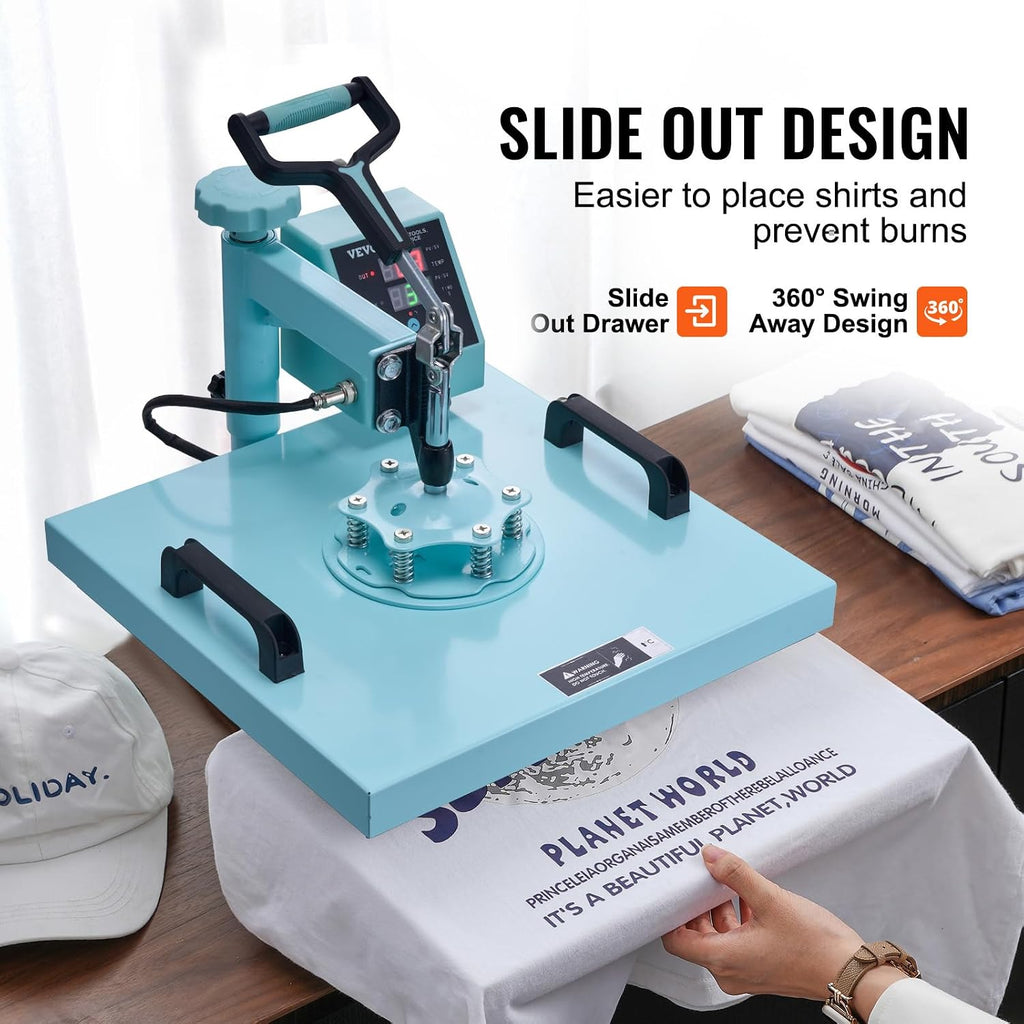 Heat Press Machine 5 in 1 Combo T-Shirt Printing Machine 15x15 Green | Multifunction Transfer for Pillowcases
