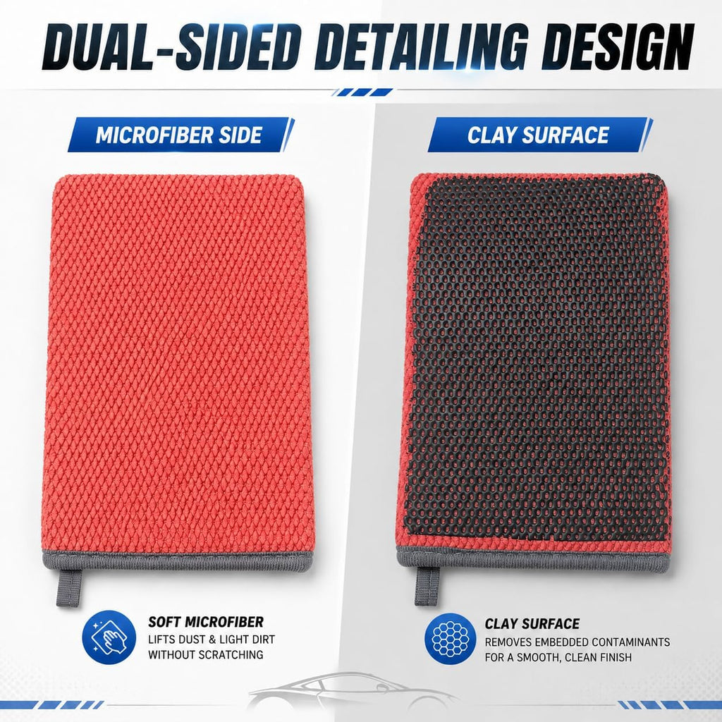 2 Pack Clay Bar Mitt for Car Detailing, Medium Grade Auto Magic Clay Towel, Scratch-Free and Paint Safe, for Cleaning