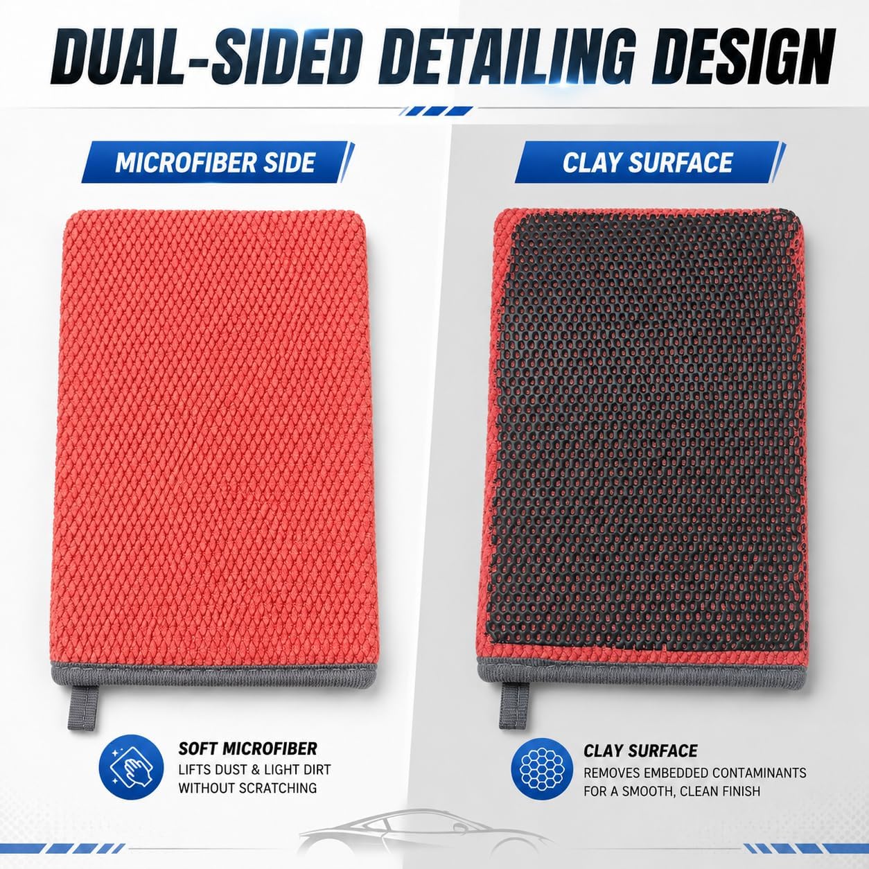 2 Pack Clay Bar Mitt for Car Detailing, Medium Grade Auto Magic Clay Towel, Scratch-Free and Paint Safe, for Cleaning