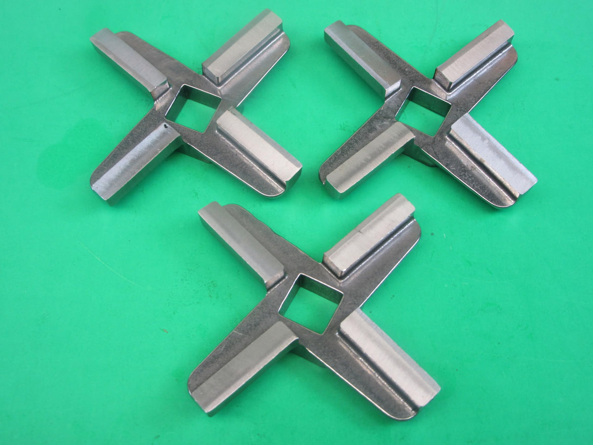 3-PAK. Heavy Duty size #32 Meat Grinder Knives for Biro, Berkel, Omcan and many others. Raised resharpenable edges.