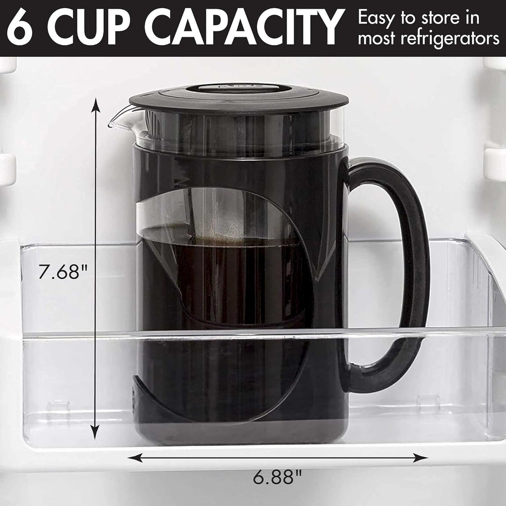 Burke Deluxe Cold Brew Iced Coffee Maker, Comfort Grip Handle, Durable Glass Carafe, Removable Mesh Filter, Perfect 6