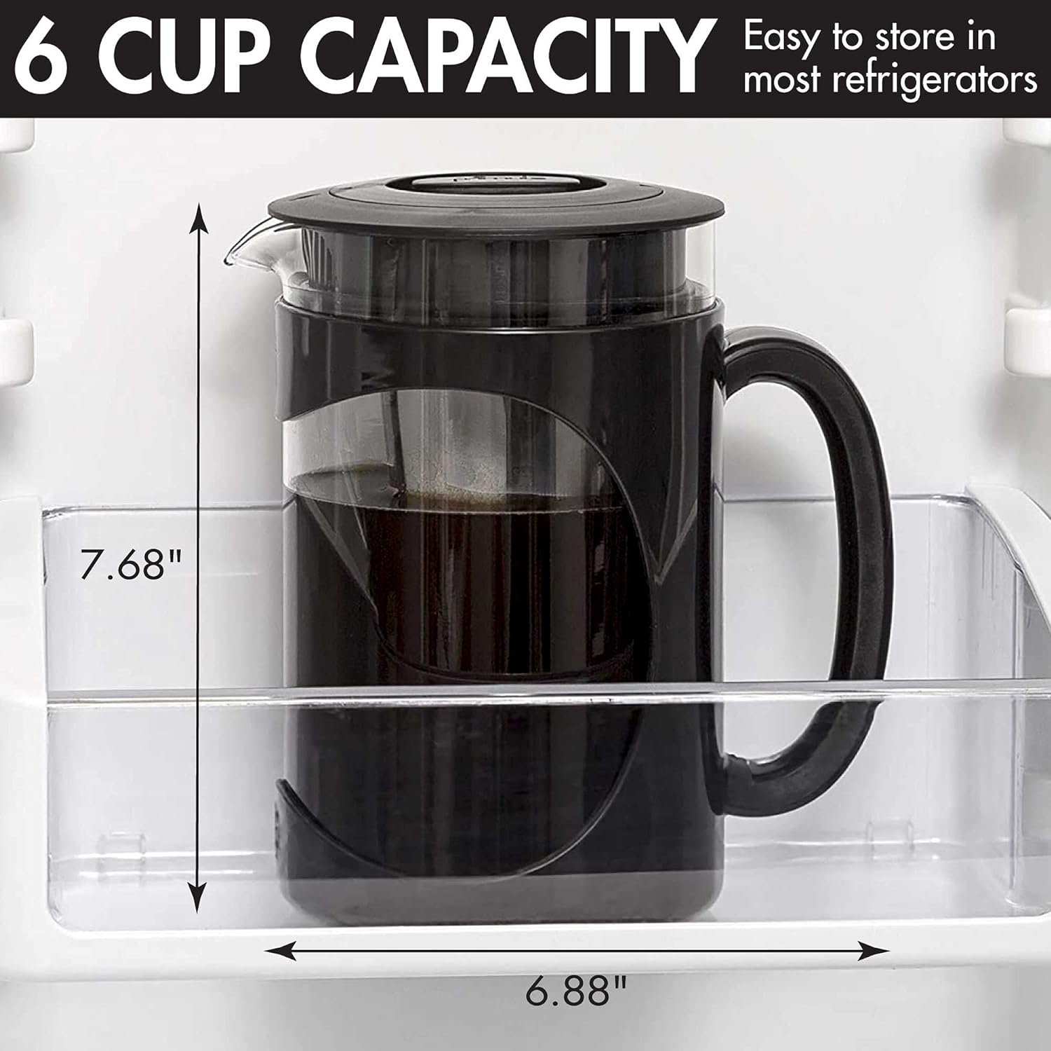 Burke Deluxe Cold Brew Iced Coffee Maker, Comfort Grip Handle, Durable Glass Carafe, Removable Mesh Filter, Perfect 6